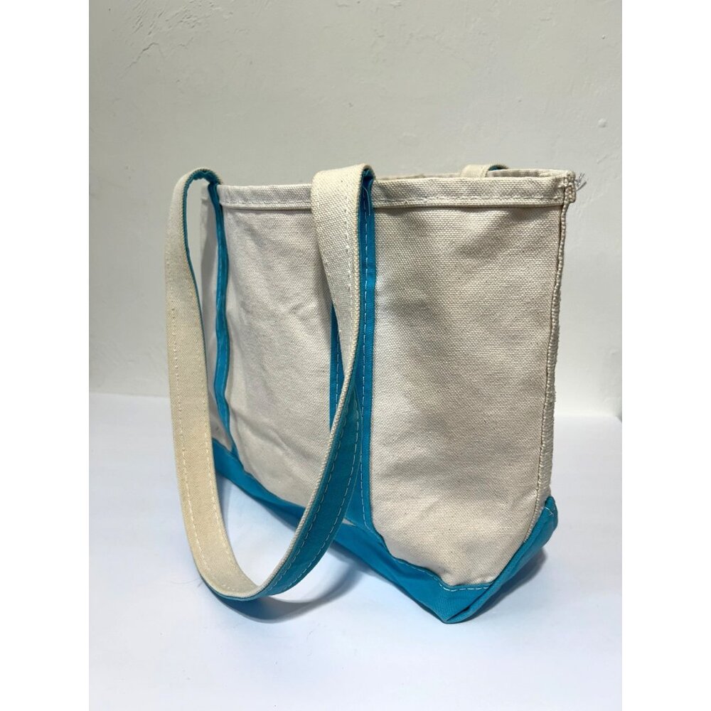 L.L. Bean Canvas Tote in‎ Natural and Turquoise